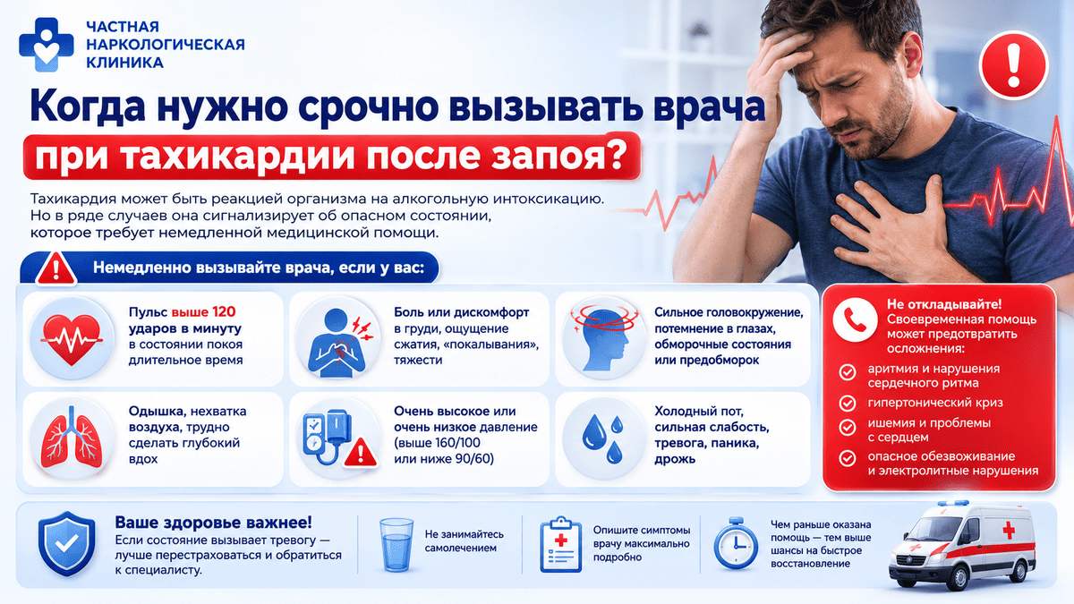 почему возникает Тахикардия после запоя